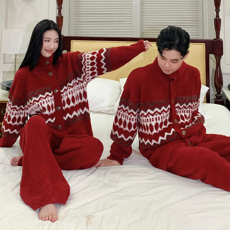 Paar-Pyjama-Set, weihnachtlich, warm, gefüttert