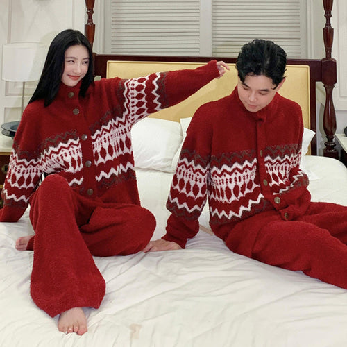 Paar-Pyjama-Set, weihnachtlich, warm, gefüttert