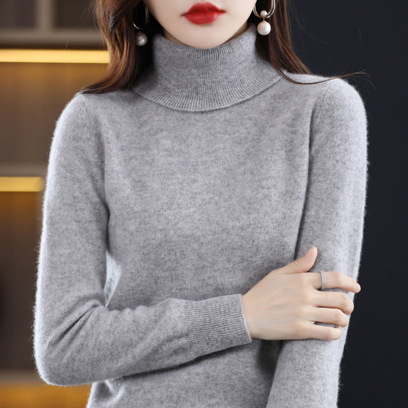 Eleganter Damen-Rollkragenpullover, Strick, locker geschnitten
