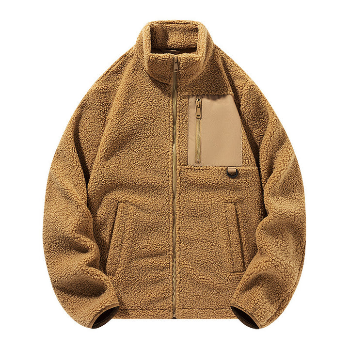 Unisex-Fleecejacke mit Stehkragen und Taschen