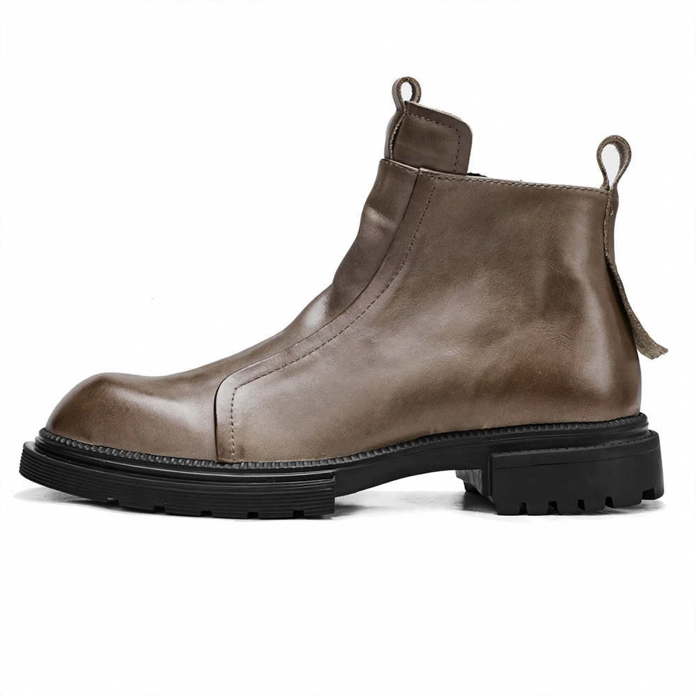 Herren-Chelsea-Stiefel mit Plateau, Echtleder