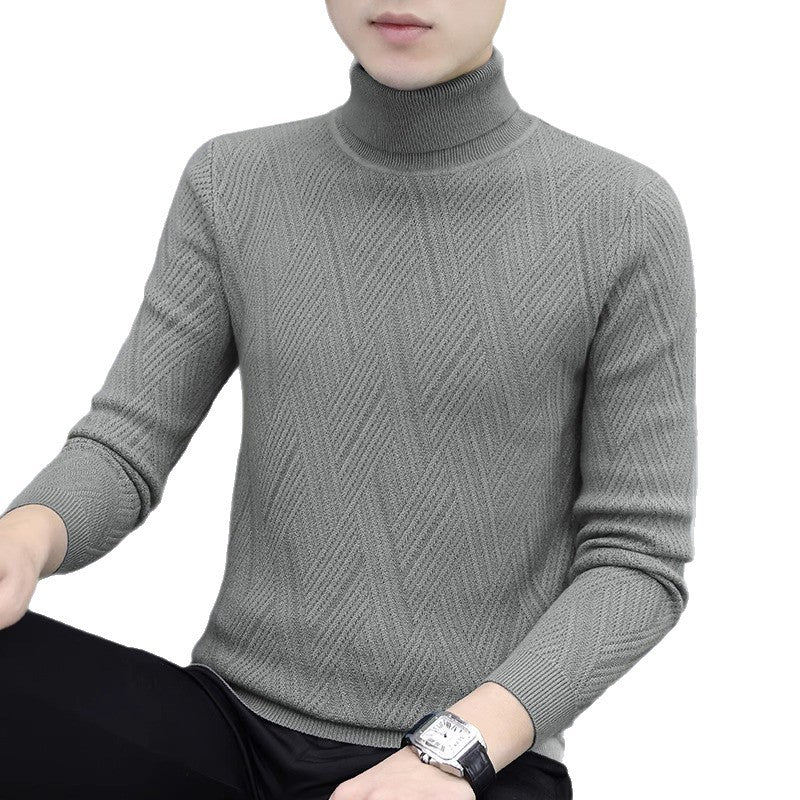 Herren-Strickpullover mit Zopfmuster und Rollkragen