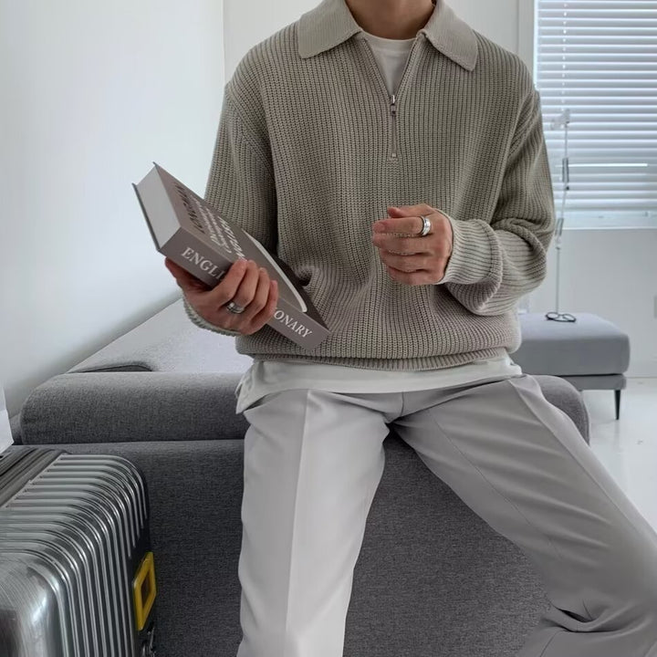 Herren-Strickpullover im Vintage-Stil mit Reißverschluss