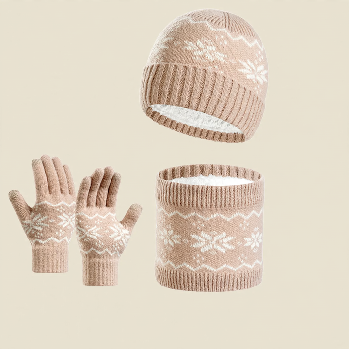 Winter Strick-Set: Touchscreen-Handschuhe, Mütze und Schal