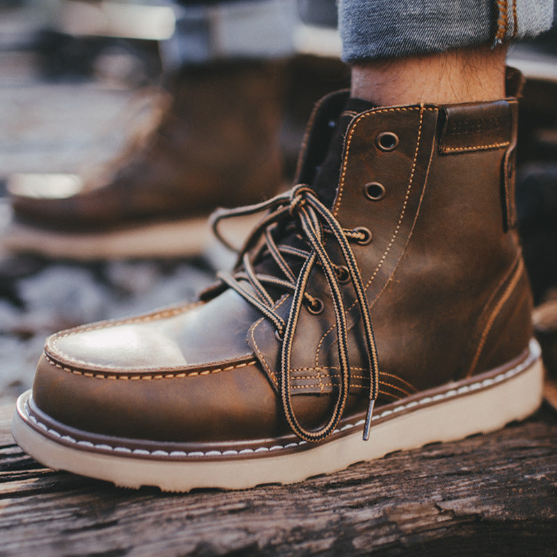 Herren-Arbeitsstiefel im Retro-Stil aus Leder