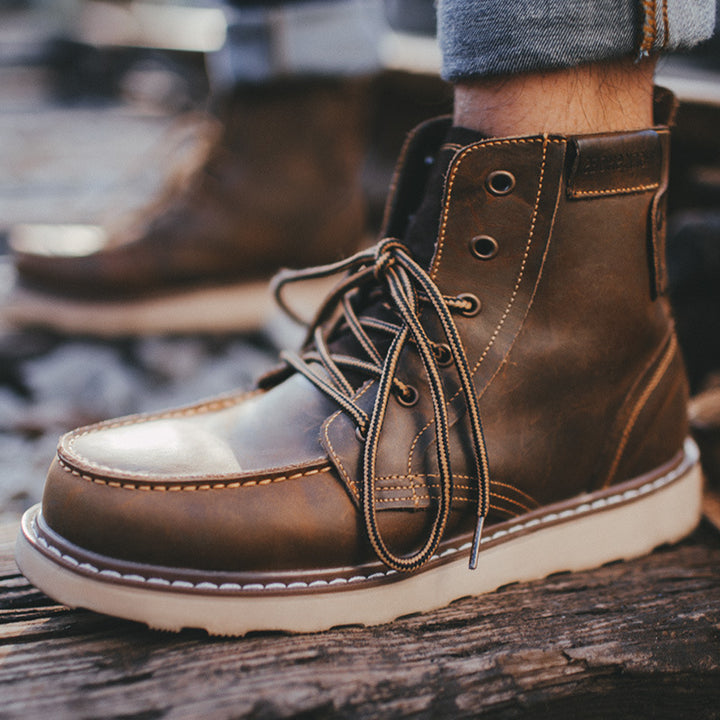 Herren-Arbeitsstiefel im Retro-Stil aus Leder