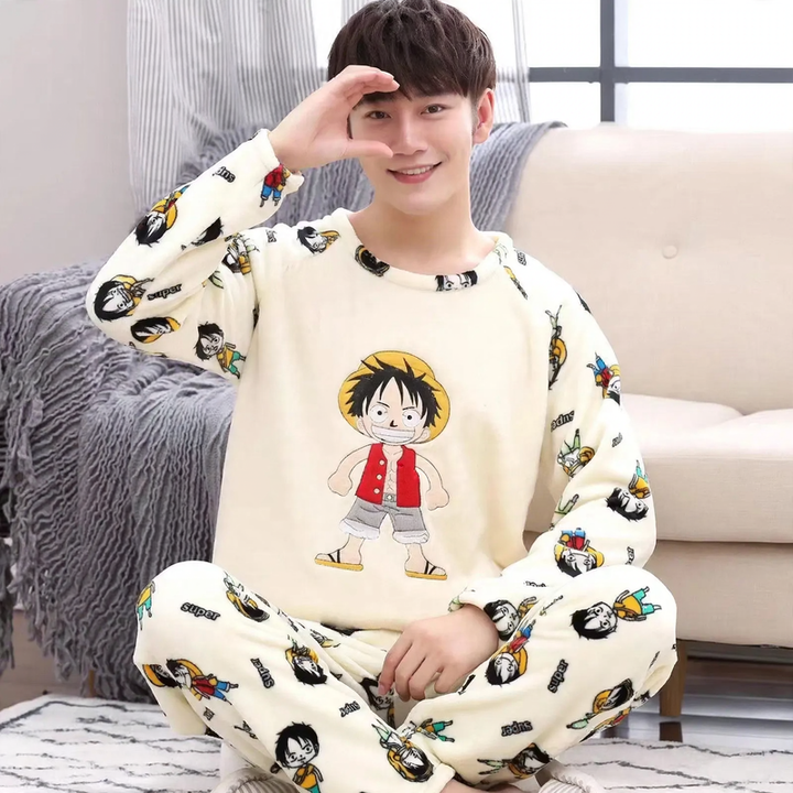 Herren-Pyjama-Set, Flanell, gefüttert, warm