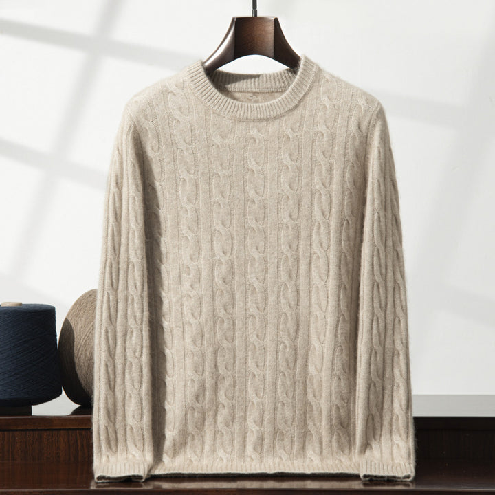 Herren-Kaschmirpullover, Zopfmuster, schweres Strickdesign