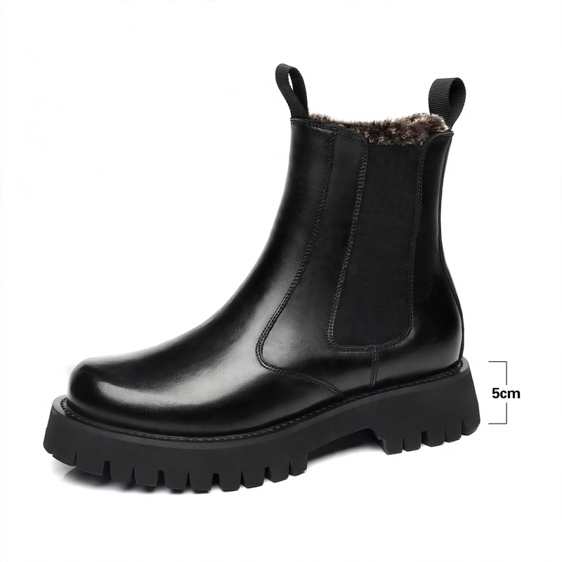 Herren-Martinsstiefel, Echtleder, gefüttert, Plateau