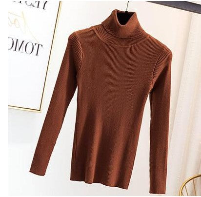 Damen-Rollkragenpullover, schmal geschnitten, einfarbig