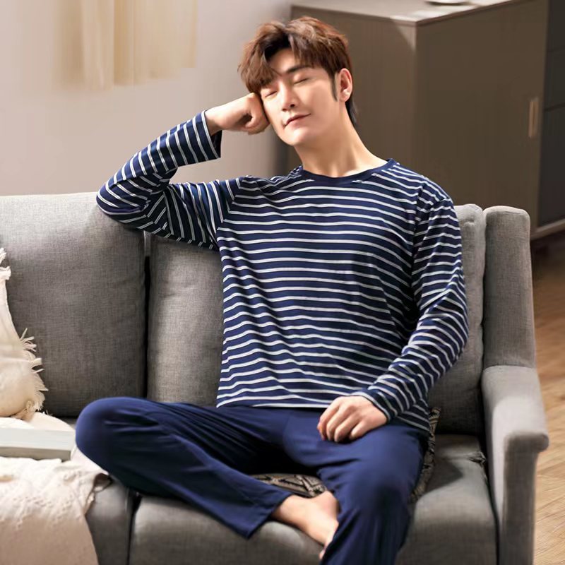 Herren-Pyjama-Set, langärmelig, leicht und bequem