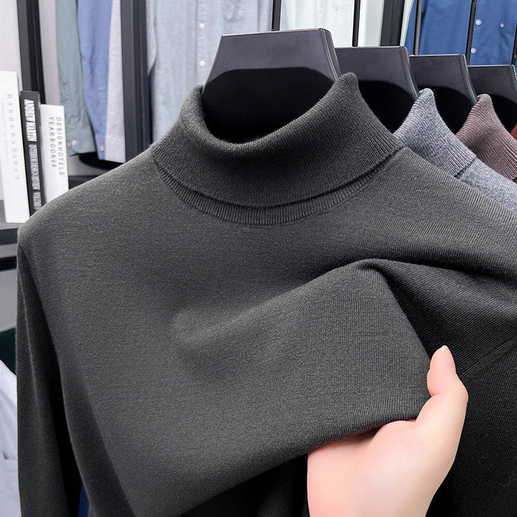 Herren-Pullover aus Seide und Schafwolle, Stehkragen