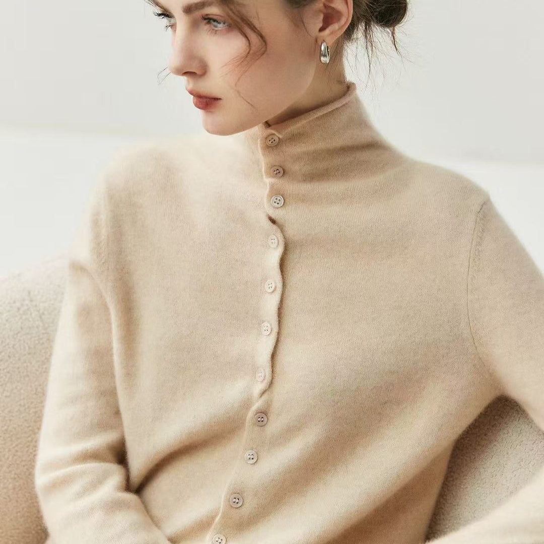 Damen-Strickjacke mit Rollkragen, beidseitig tragbar