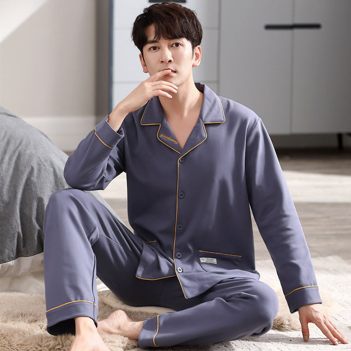 Herren-Pyjama-Set, Baumwolle, Langarm, verschiedene Größen