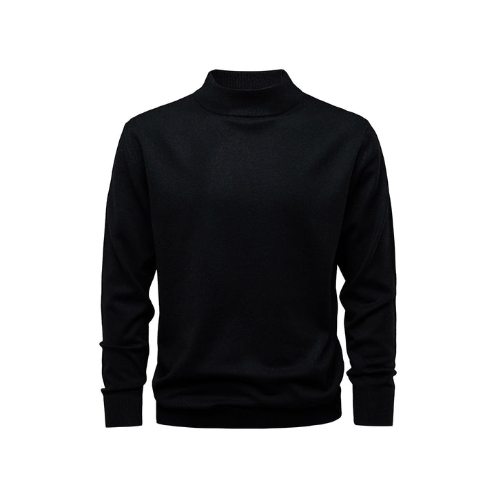 Herren-Strickpullover mit Stehkragen, einfarbig