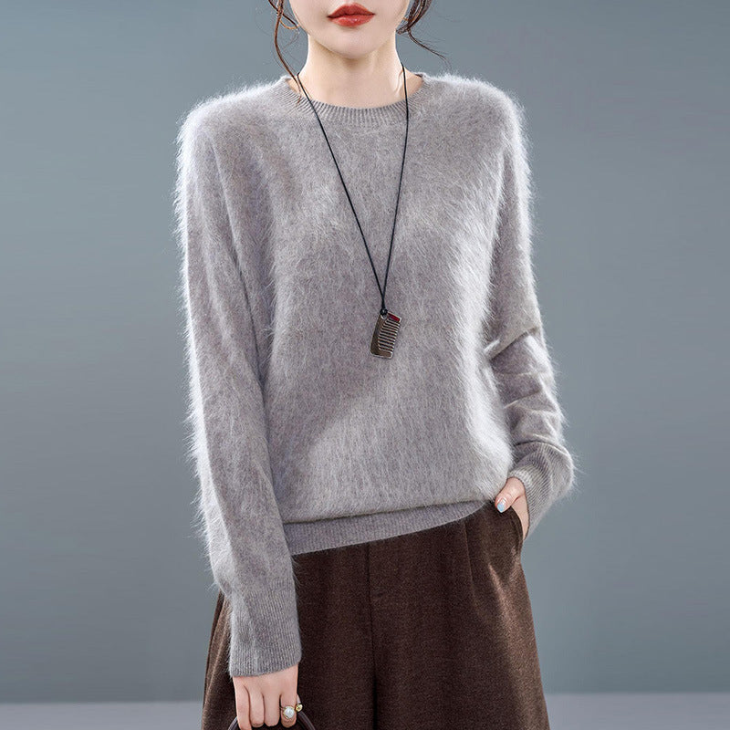 Damen-Strickpullover aus weichem Woll-Kaschmir-Mix