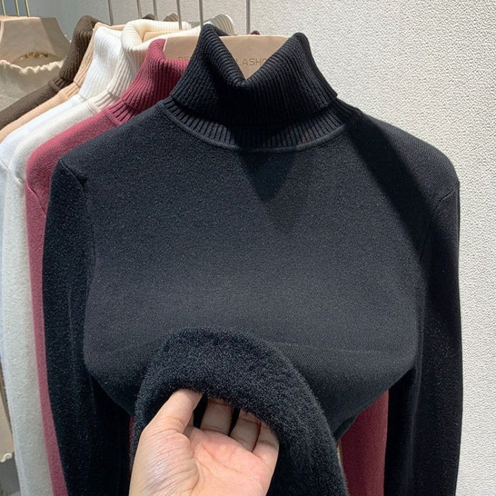 Damen-Rollkragenpullover, gefüttert, Strick
