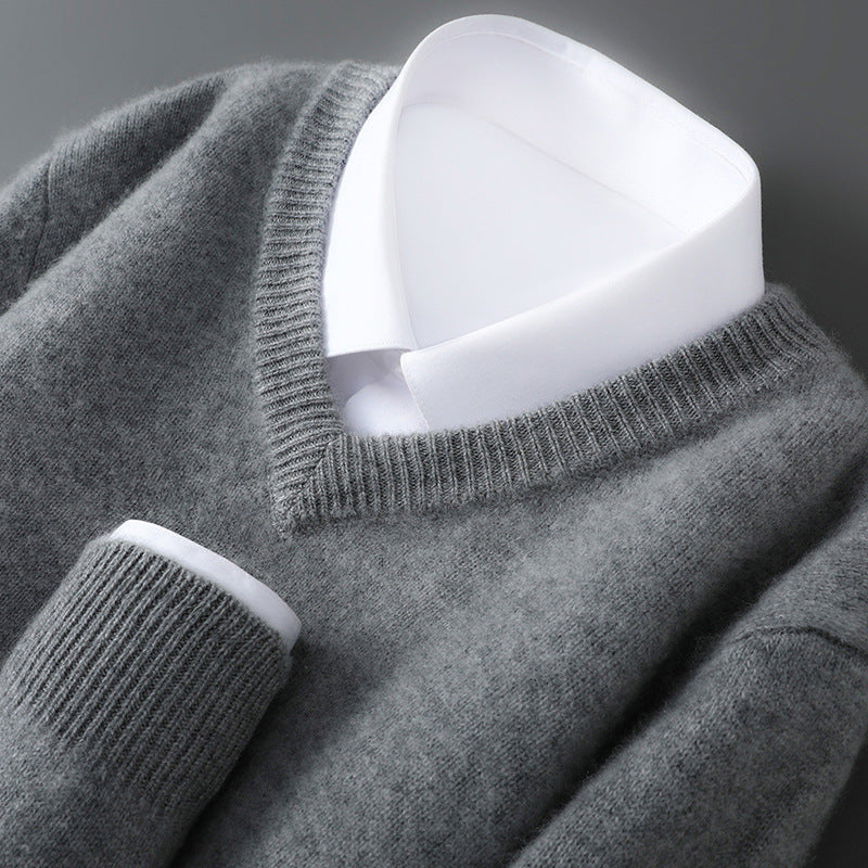 Herren-Wollpullover, Rundhalsausschnitt, 100% Wolle, dick