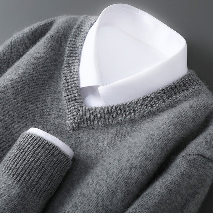 Herren-Wollpullover, Rundhalsausschnitt, 100% Wolle, dick