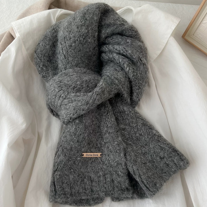 Einfarbiger Alpakawoll-Mischgewebe Strickschal, 22x162 cm