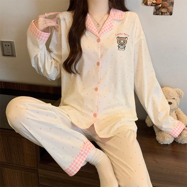 Damen-Pyjama-Set, langärmelig, mit Weihnachtsdruck