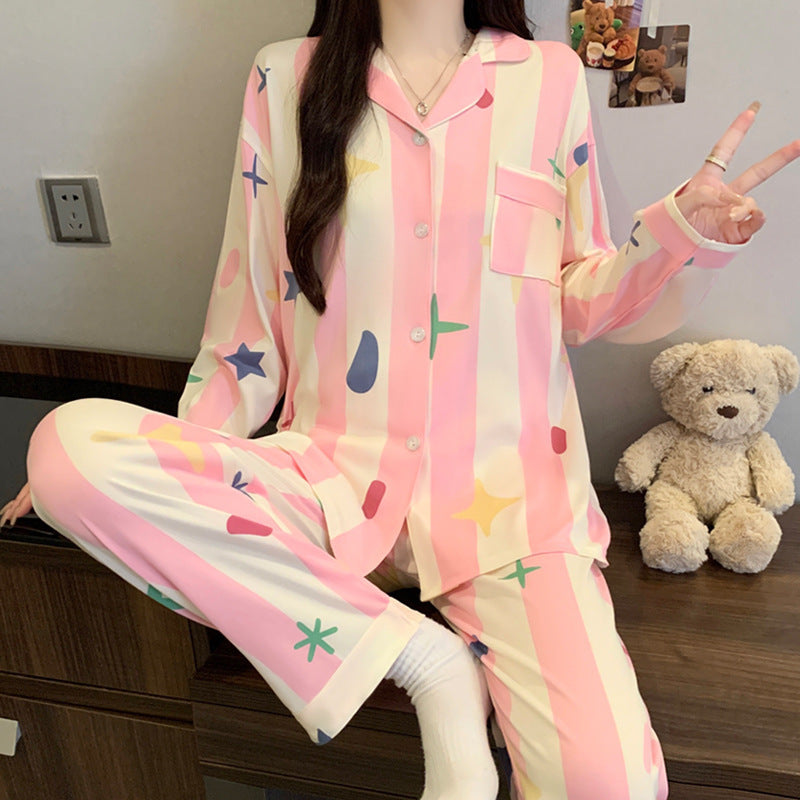 Damen-Pyjama-Set, langärmelig, mit Weihnachtsdruck