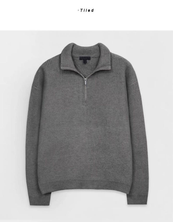 Herren Strickpullover mit Stehkragen und Reißverschluss