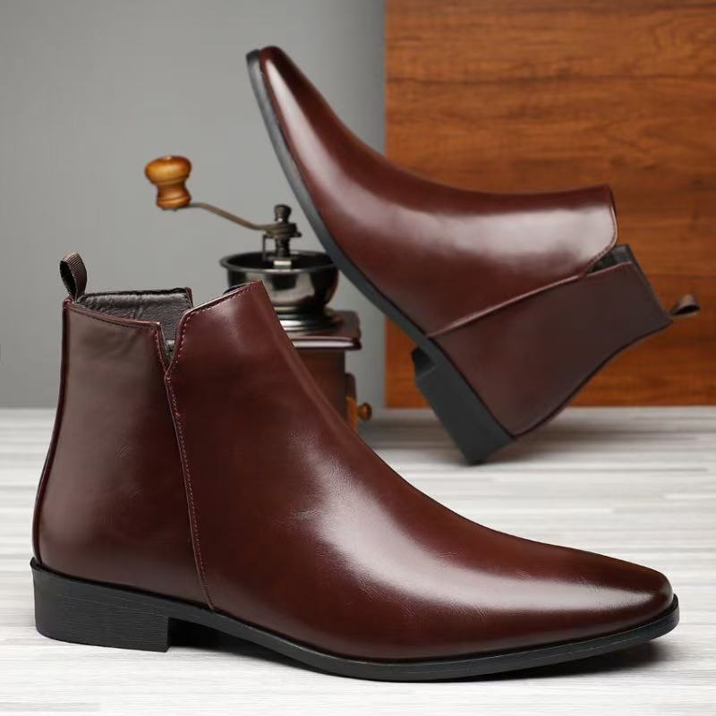 Herren-Chelsea-Boots, hoch, Kunstleder