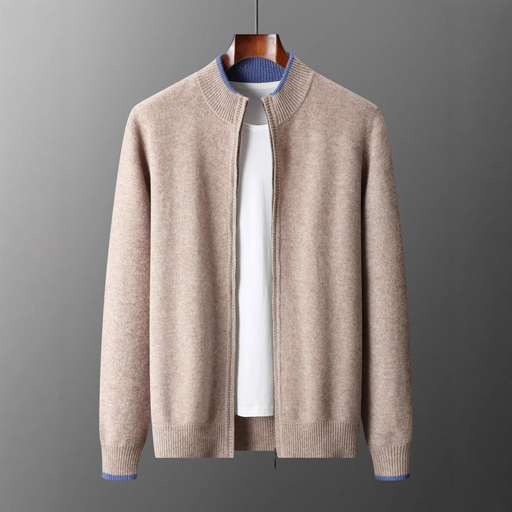 Herren-Strickjacke mit Reißverschluss und Stehkragen