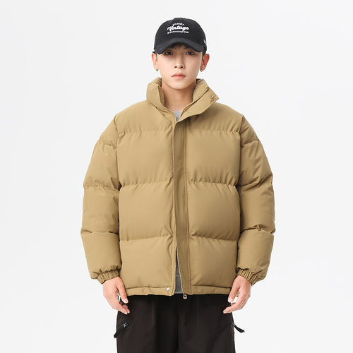 Herren-Steppjacke, einfarbig, locker, urbaner Stil