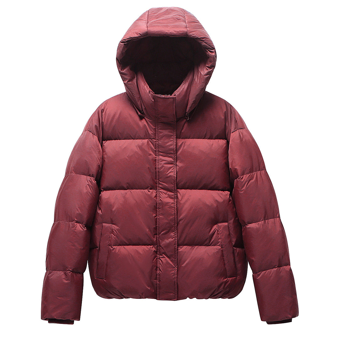 Kurze Daunenjacke für Damen, weißes Entendaunen-Futter