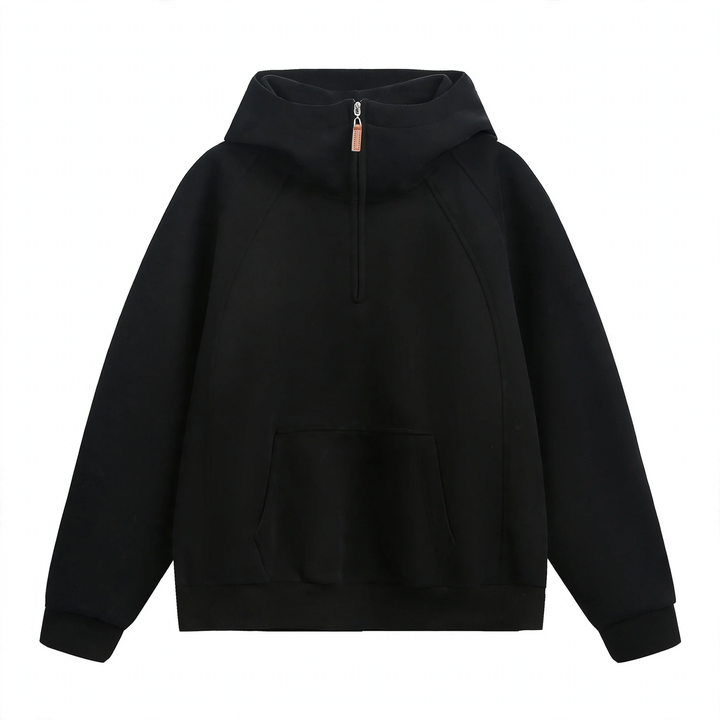 Unisex-Kapuzenpullover mit Reißverschluss und Stehkragen