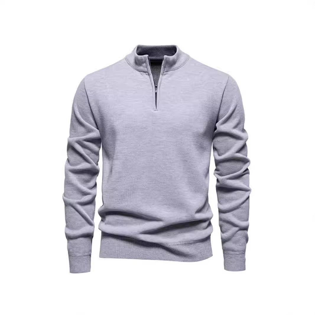 Schlanker Strickpullover mit Stehkragen und Reißverschluss