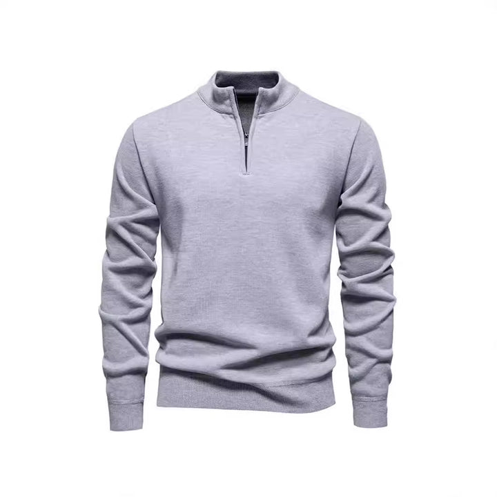 Schlanker Strickpullover mit Stehkragen und Reißverschluss