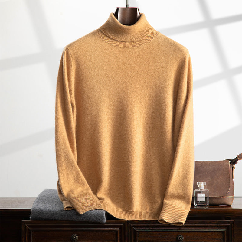 Herren-Kaschmirpullover, hoher Kragen, Business-Casual