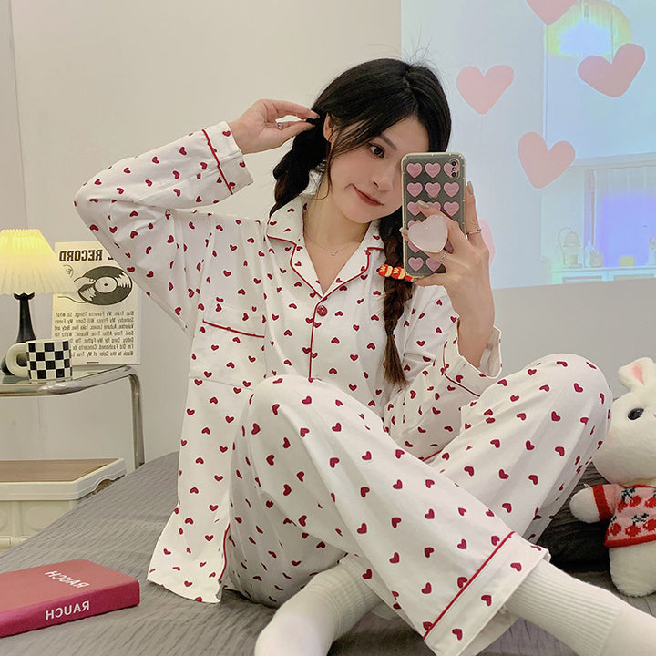 Damen-Pyjama-Set, langärmelig, mit Weihnachtsdruck