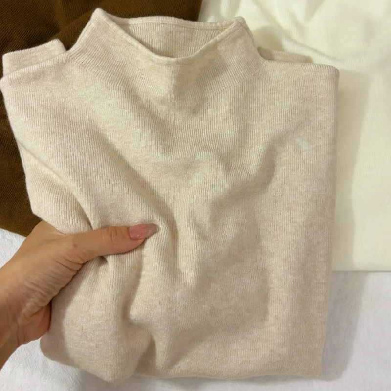Damen-Strickpullover mit Stehkragen, weiches Material