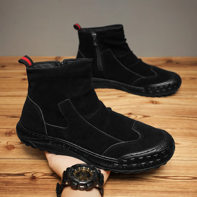 Herren-Martinstiefel, gefüttert, in Wildleder-Optik