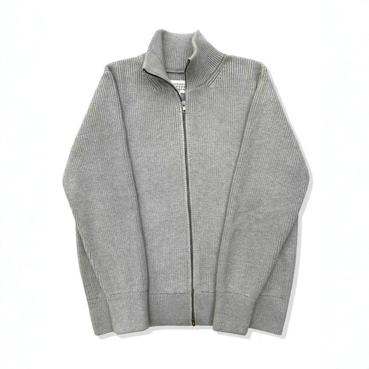 Unisex-Strickjacke mit Rollkragen und Doppelreißverschluss