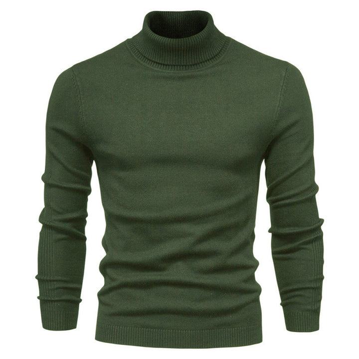 Herren-Rollkragenpullover, gestrickt, einfarbig