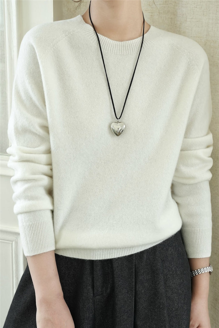 Damen-Wollpullover, V-Ausschnitt, lockere Passform