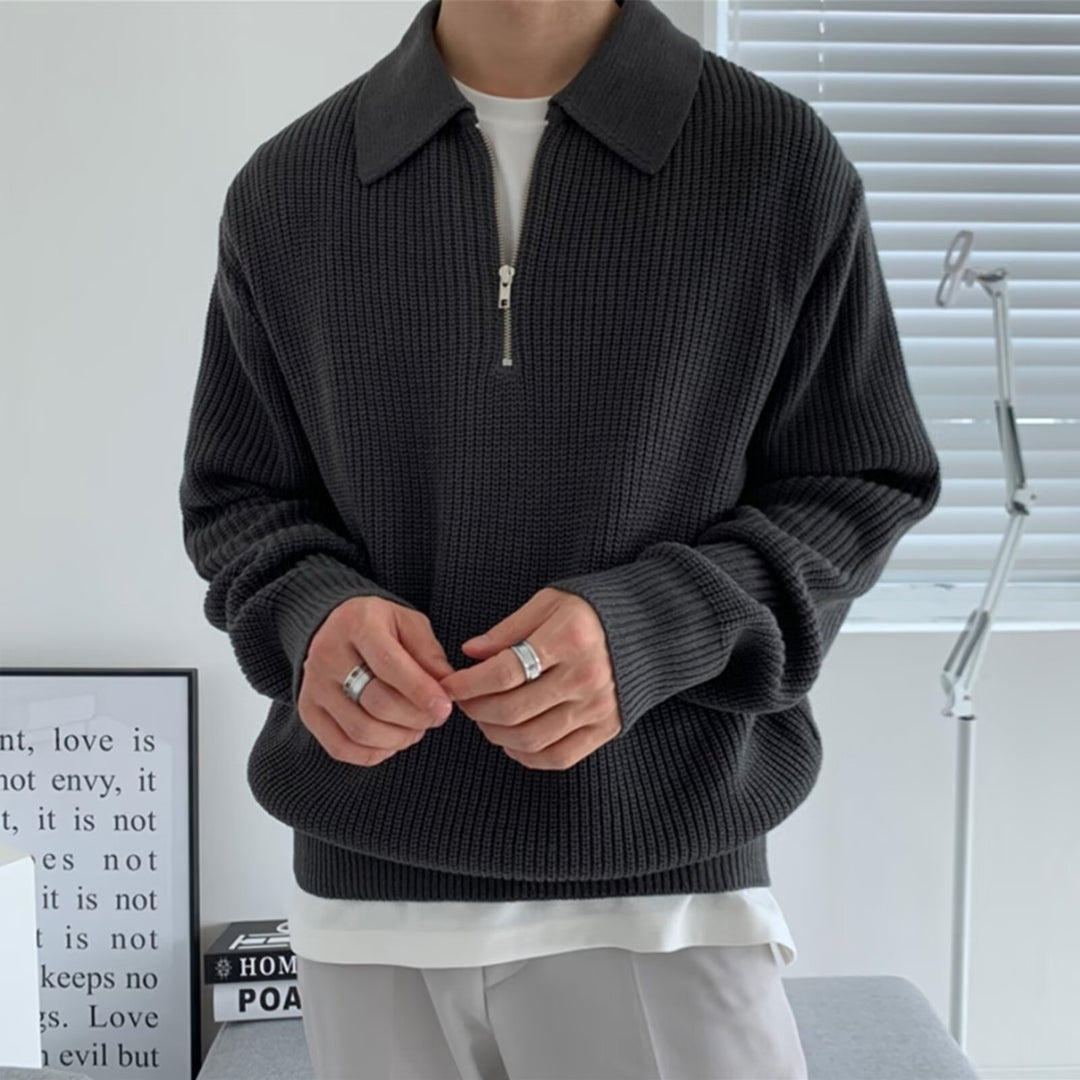Herren-Strickpullover im Vintage-Stil mit Reißverschluss