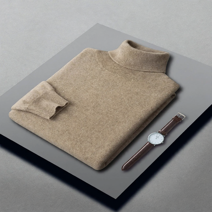 Herren-Kaschmirpullover, hoher Kragen, Business-Casual