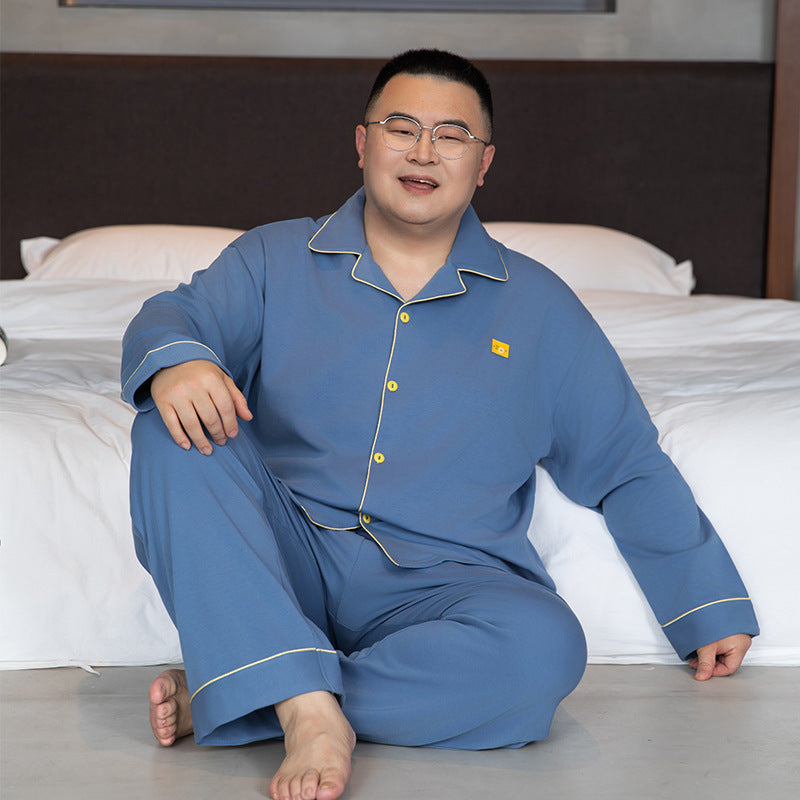 Herren-Pyjama-Set, Baumwolle, Langarm, Übergrößen