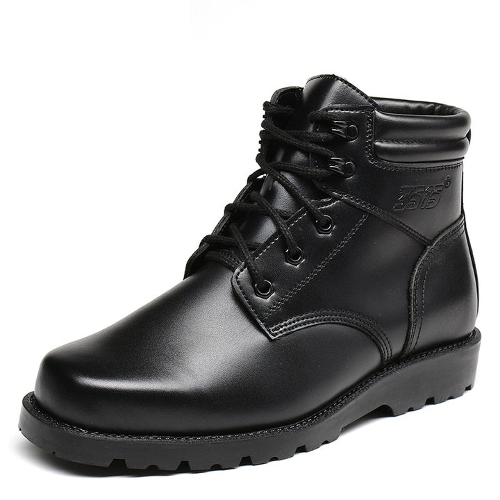 Herren-Winterstiefel aus echtem Leder mit Lammfellfutter