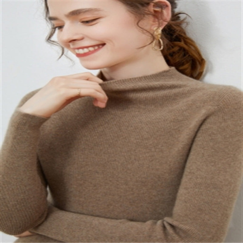 Damen-Strickpullover mit Stehkragen, figurbetont