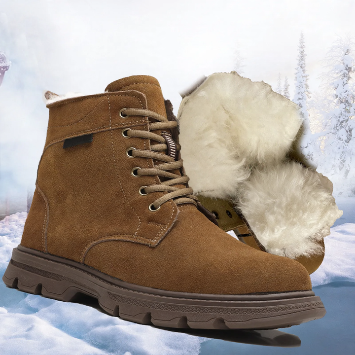 Herren-Winterstiefel, gefüttert, Lammfell, rutschfeste Sohle