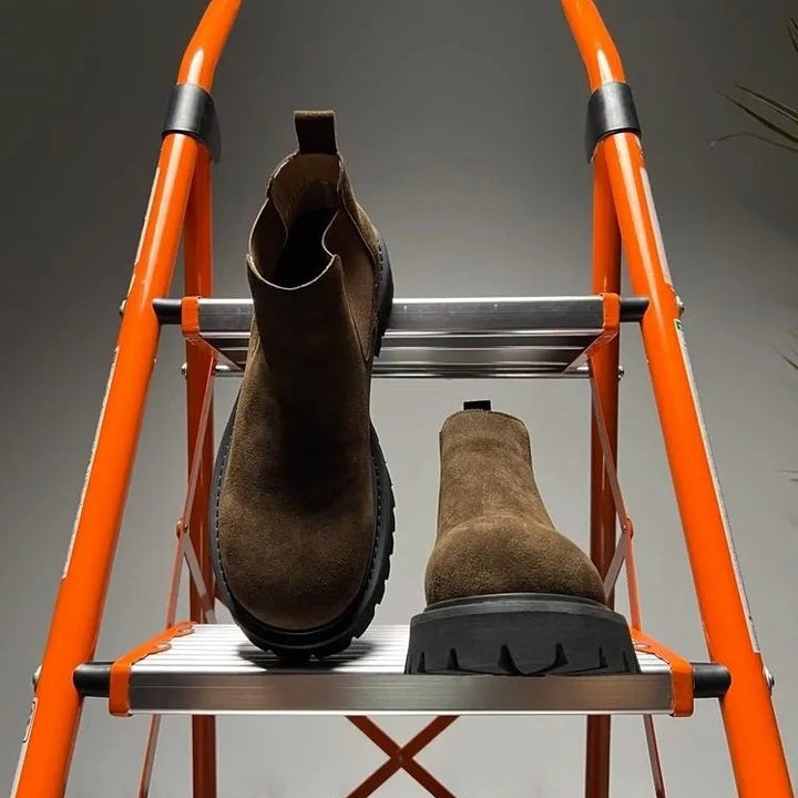 Herren-Chelsea-Stiefel aus Wildleder-Optik, flacher Absatz
