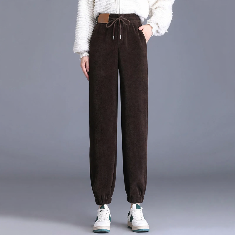 Kord-Freizeithose mit hohem Bund