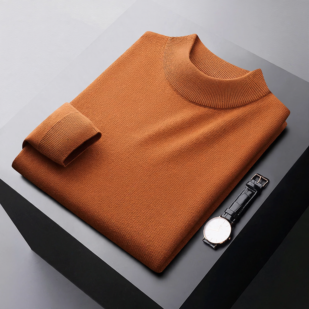 Herren-Wollpullover, Stehkragen, gefüttert
